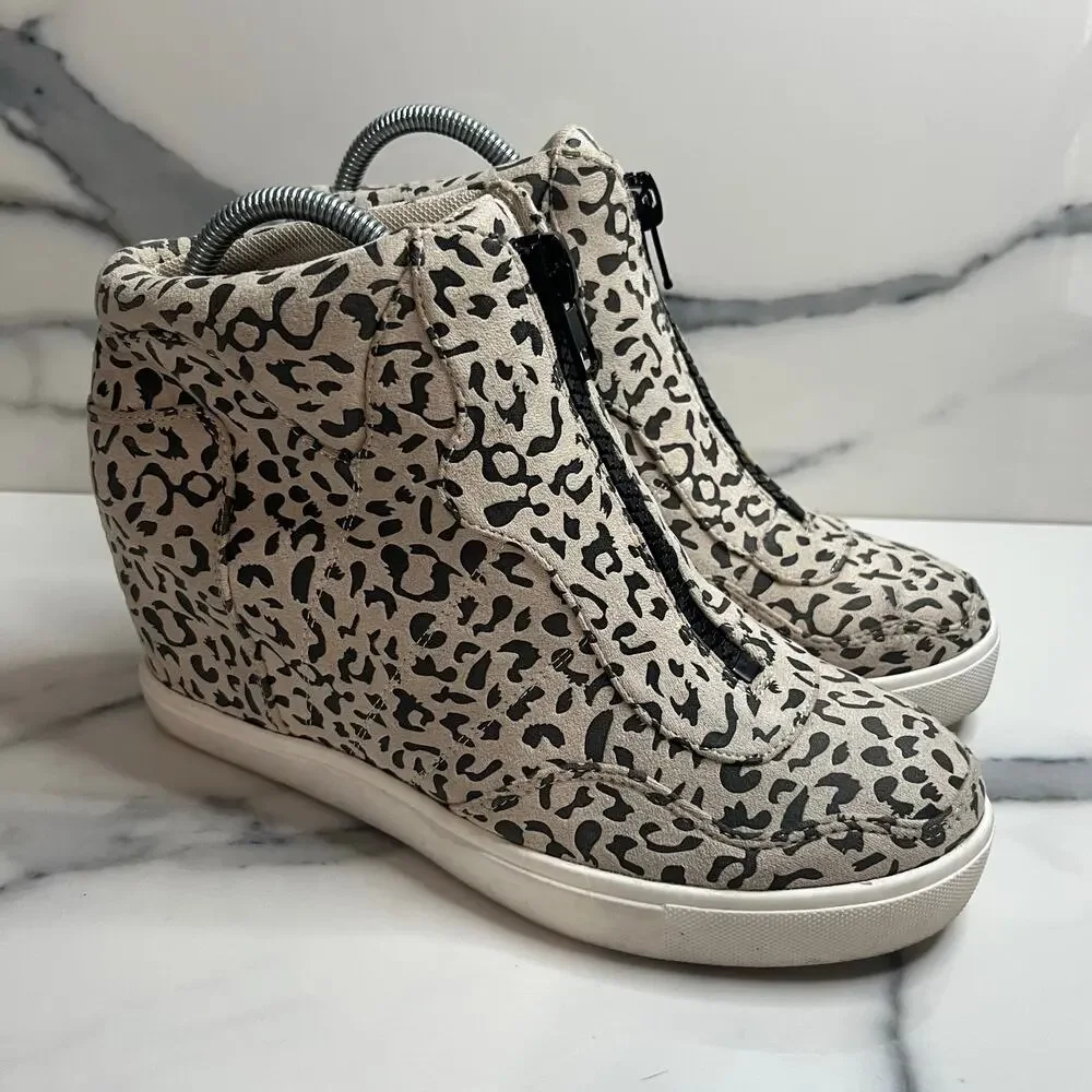 Coconuts by Matisse Women's Cheetah Print Wedge Sneaker Long Live Boot Sz 8